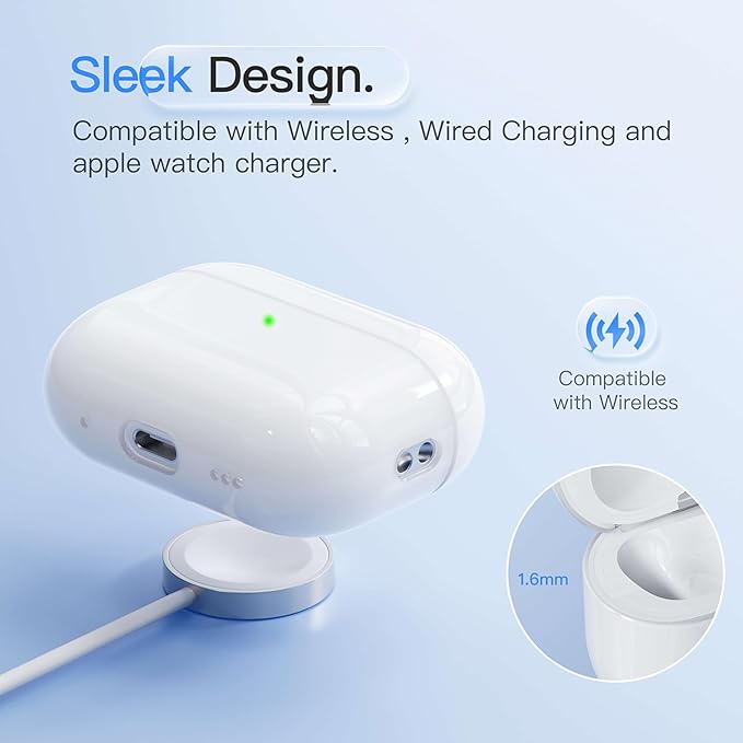 Case for AirPods Pro 2 Never-Sretch-Out DamonLight Shock-Proof Protective Semi Hard Silicone Case Compatible with Apple Airpods Pro 2nd Generation (White)