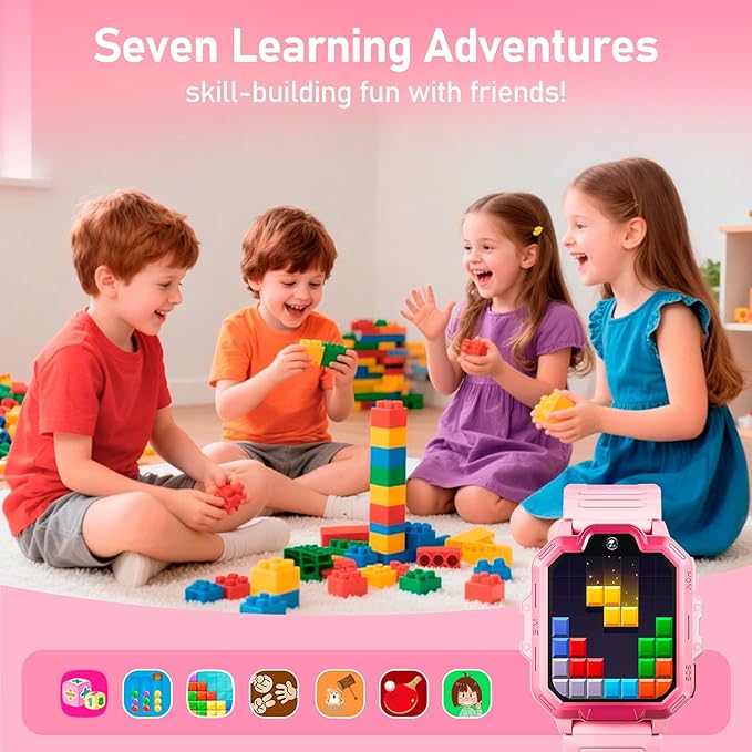 4G Kids Smart Watch, T17 Smartwatch Gifts with Panda Holder, GPS Tracker, Video Calling, SOS, Voice Chat, SMS, School Mode, Puzzle Games, HD Touch Screen for Boys & Girls 3-12（Pink）
