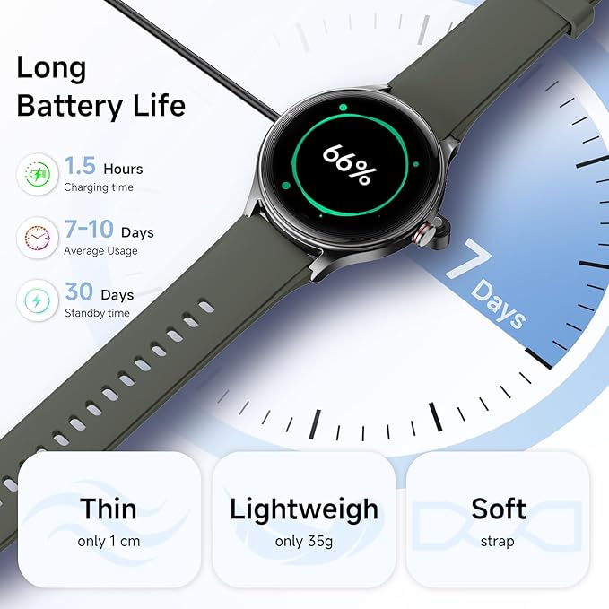 Smart Watch for Men,1.57inch AMOLED Touchscreen Fitness Watch for iPhone & Android,Heart Rate/Sp02/Sleep Monitor,110+ Sport Modes IP68 Waterproof Bluetooth Calls,2 Bands (Green, 1.57)