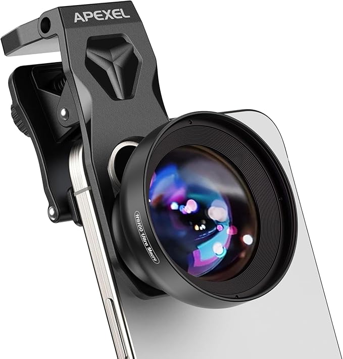 Upgraded Professional Macro Lens for Smartphone, HB100U Macro Photography Lens for iPhone, Aluminum Phone Camera Lens Kit with Universal Clip. Phone Lens Attachment Fit for iPhone, Android Phone.