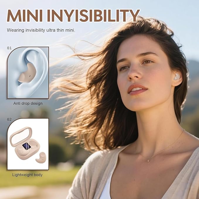 Bluetooth Earbuds,Wireless Sleep Ear Buds,Invisible Noise Cancelling Headphones,Bluetooth 5.4 Sleeping Headset for Side Sleepers Small Ears Canal,Discreet in-Ear Tiny Earphones,for Samsung/Android