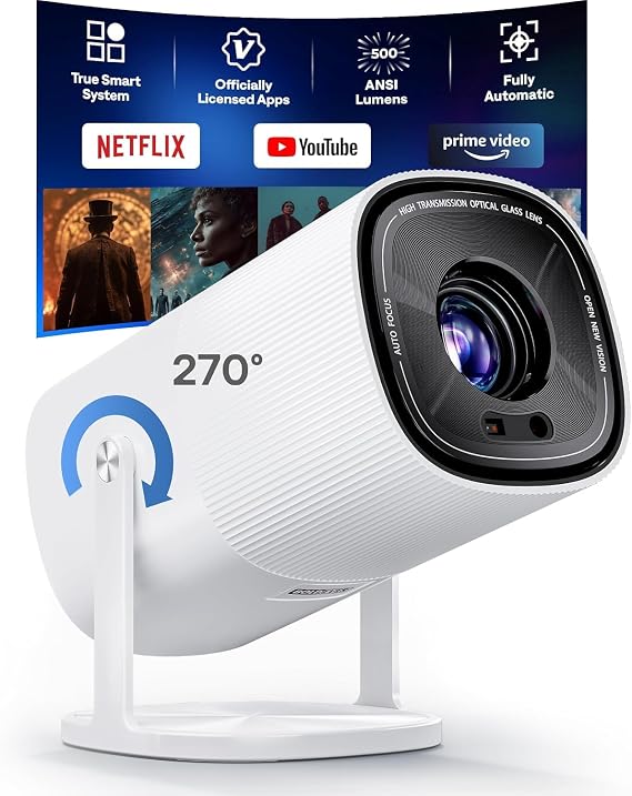 Mini Smart Projector with Officially-Licensed Apps 500 ANSI