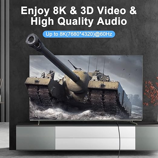 8K 4K HDMI Cable 1.6FT 5 Pack, High Speed Braided HDMI to HDMI 2.1 Cord Supports 8K@60Hz, 4K@120Hz 144Hz 48Gbps Compatible with Roku TV/PS5/HDTV/Blu-ray