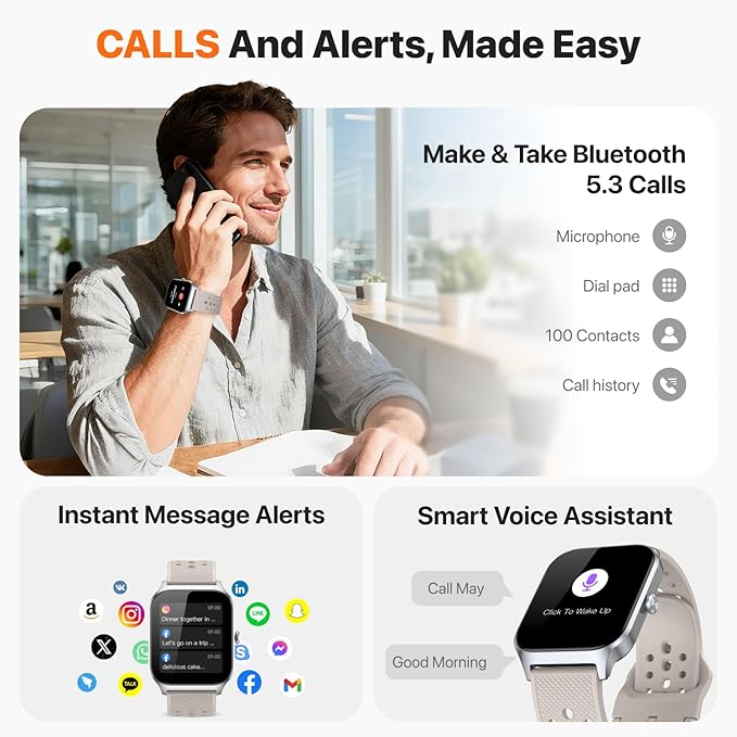 Smart Watch for Women Men - Answer/Make Call, Fitness Tracker Smartwatch for Android iPhone Compatible, 120+ Sports Modes Step Counter Sleep Female Cycle (Silver)