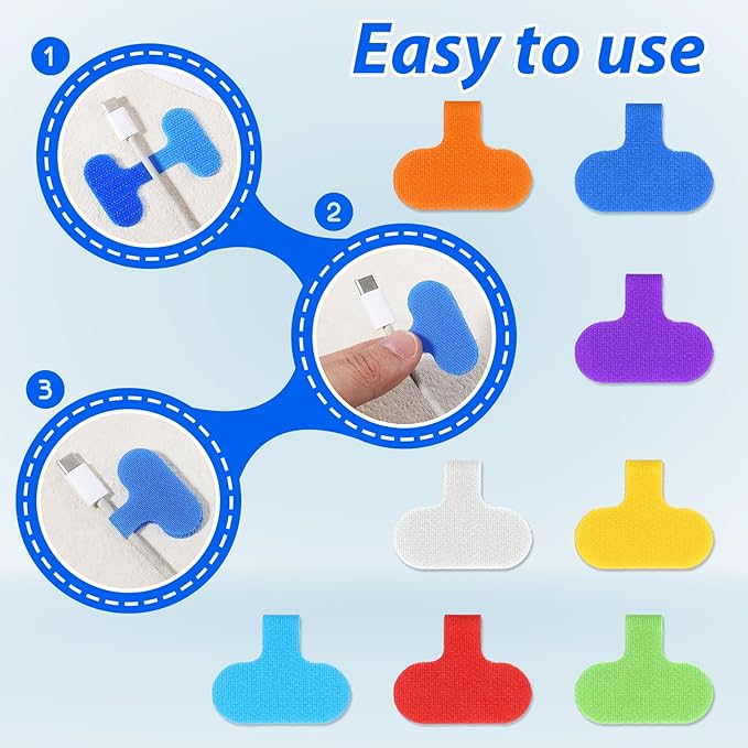 32 Pcs Cable Labels Multi Color Durable Cord Labels with Writable Surface Waterproof Cables Tags for Electronics Organization Self-Adhesive Nylon Wrap-It Cable Label for Electronics(8 Colors)