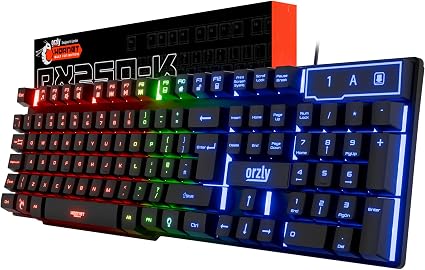 Orzly Gaming Keyboard RGB USB Wired Rainbow Keyboard Designed for PC Gamers, PS4, PS5, Laptop, Xbox, Nintendo Switch, RX-250 Hornet Edition