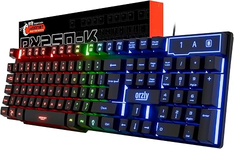 Orzly Gaming Keyboard RGB USB Wired Rainbow Keyboard Designed for PC Gamers, PS4, PS5, Laptop, Xbox, Nintendo Switch, RX-250 Hornet Edition