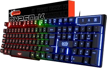 Orzly Gaming Keyboard RGB USB Wired Rainbow Keyboard Designed for PC Gamers, PS4, PS5, Laptop, Xbox, Nintendo Switch, RX-250 Hornet Edition - Image 1