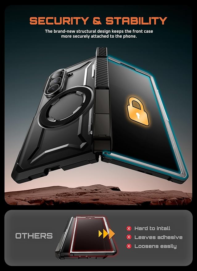 SUPCASE for Samsung Galaxy Z Fold 7 Case with Kickstand (UB Grip), [Built-in Privacy Screen Protector] [Hinge Coverage] Military-Grade Protection Phone Case, Dark