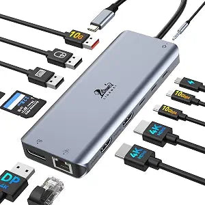 LIONWEI Docking Station Dual Monitor 4K, 13-in-1 USB C Dock for Laptop Mac