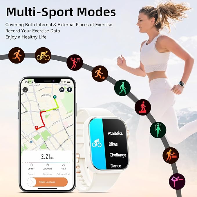 Hwagol Smart Watch (Answer/Make Call) 1.85inch Fitness Tracker, DIY Dials/Pedometer/Calories/Multiple Sport Modes/Voice Assistant, Smart Watches for Men Women Android iOS Phones