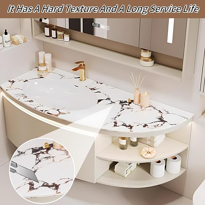 48IN Floating Bathroom Vanity, Wall Mounted Wood Sink Cabinet with Smart Sensor LED Light Strip & Open Style Side Cabinet | LED Lights & Defogging Function, Single Sink Vanities Set (Black)