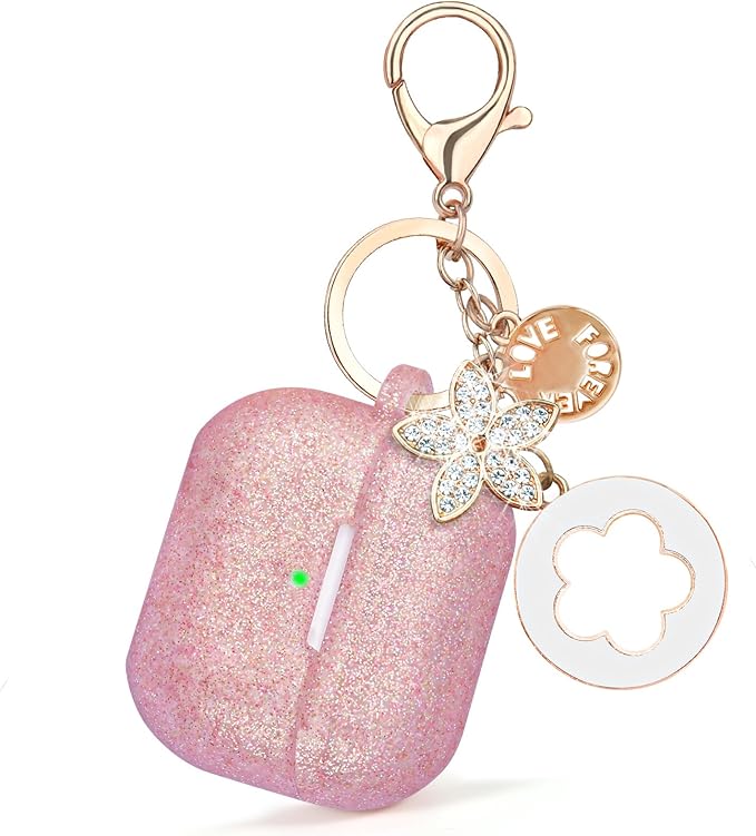 VISOOM Case for Airpods 3 Pink Airpods 3rd Cases 2021 Silicone for iPod 3 Earbuds Case Cover Women Wireless Charging Case with Accessories Girl Bling Keychain for Apple Ear Buds 3rd Generation