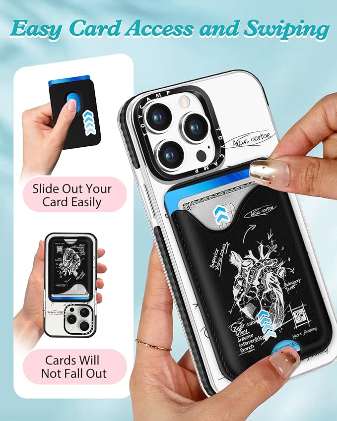 Toycamp for iPhone 15 Pro Max Case - Compatible with Magsafe Credit Card Holder Wallet Magnetic Cute Women Teen Girls Kawaii Girly Unique Strawberry Heart Phone Cover for Apple 15 Promax 6.7"