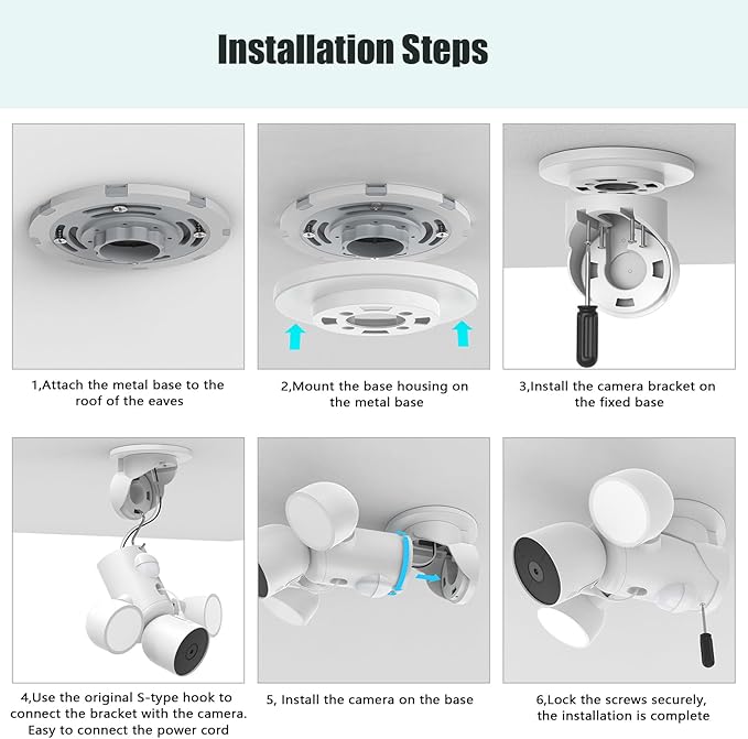 Eave Mount for Google Nest Cam with Floodlight - Outdoor Camera , Stability ABS Google Flood Light Camera Outdoor Bracket, Premium Nest Floodlight Camera Ceiling Mounting Adapter