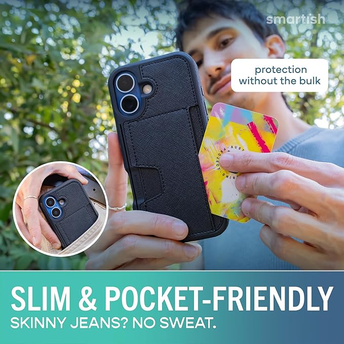 Smartish® iPhone 17 Wallet Case - Wallet Slayer Vol. 2 [Slim + Protective] Credit Card Holder w/Kickstand - Drop Tested Hidden Card Slot Cover for Apple iPhone 17 - Custom Print