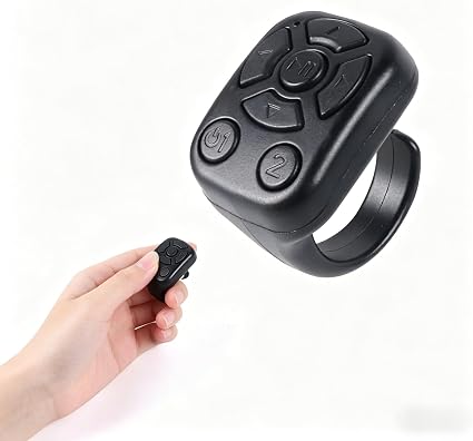 Bluetooth Ring Mouse, Wireless, Selfie, Reading, Music, Video, fingertip, Tiktok, Kindle， Rechargeable, Shutter, Smartphone Mouse, Small, Lightweight, 15 Day Standby Time (Black)