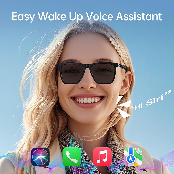 AIRMARS Smart Glasses for Men and Women with Speaker, Bluetooth Sunglasses with Outdoor UV Protection, Smart Sunglasses Bluetooth 5.4 Support Voice Assistant/Android/Mac/PC