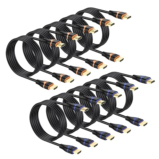 4K HDMI Cable 6.6FT 10-Pack, HDMI to HDMI Cable High Speed HDMI Cord 2.0 Ultra HD 4K@60Hz, 2K@144Hz, HDR, 3D, Dolby, HDCP 2.2, ARC for PS5, PS4, HDTV, Monitor, Xbox, Blu-ray, Laptop