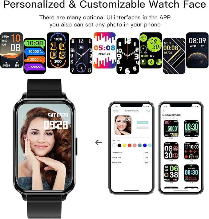 Smart Watch Fitness Tracker Make/Answer Calls for Women Men with Heart Rate Blood Oxygen Sleep Monitor Sports Modes Step Calorie Counter IP68 Waterproof for Android Phones and iPhone