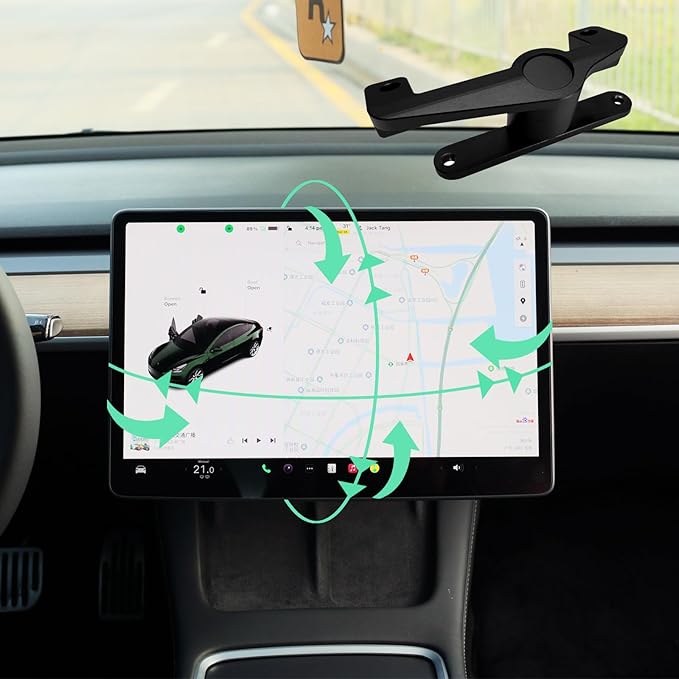 Tesla Model Y/3 Screen Swivel Tilt Mount,Four Directions UP/Down/Left/Right, Fit for Tesla Model 3 2017-2023/Model Y 2019-2024 Screen Rotating Holder Aluminium Alloy Navigation Bracket.