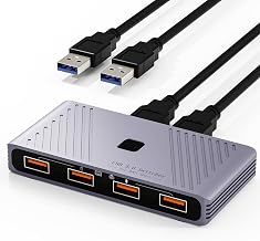 USB 3.0 Switch, 2 Computers Sharing 4 USB Devices, One-Button Switcher - Image 1