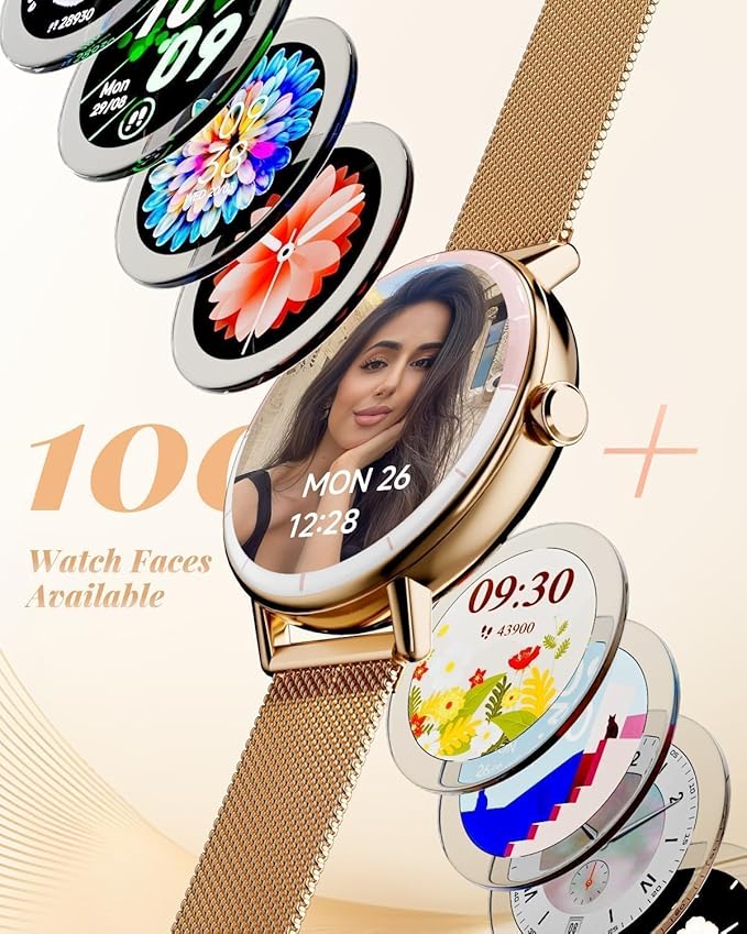 TOOBUR Smart Watch for Women with Two Bands, 40mm HD Smartwatch, Compatible with Android & iOS, Answer/Make Calls, Fitness Watch with Step/Sleep/HR Tracker, IP68, Stylish Gift, Rose Gold