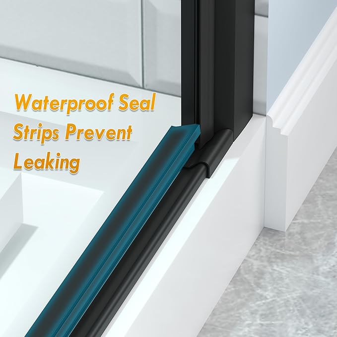 Frameless Pivot Shower Door 32.8-34" W X 72" H, 1/4" (6mm) Clear SGCC Tempered Glass, Hinged Pivot Swing Shower Door, Reversible Installation, Easy to Clean, Matte Black
