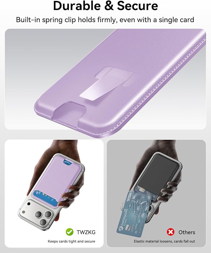 for MagSafe Wallet, 3 Cards Holder, Slim Magnetic Phone Wallet for iPhone 17/16/15/14/13/12 Pro Max Plus Air Series,RFID Blocking Vegan Leather,Purple