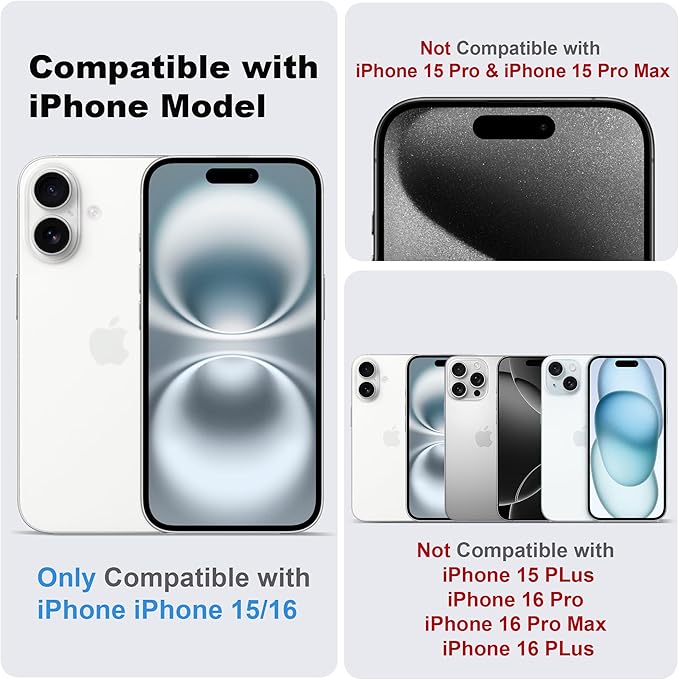 Compatible with iPhone 16 Case and Tempered Glass Screen Protector