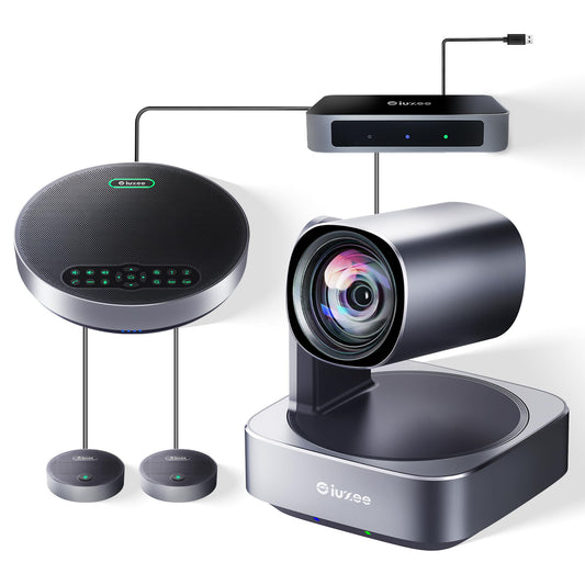 All-in-One PTZ 4K 12X Optical Zoom Video Conference Room Camera System with Bluetooth Speakerphone 2 Expansion Mics HDMI 78° Wide View Angle Lens Works with Zoom Webex for Large Meeting Room