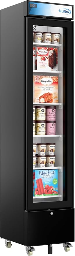 KoolMore KM-MDF-17S 17 Commercial Merchandiser Freezer with Manual Defrost, Capacity, ETL Listed in Black, 6.5 cu. ft. (Slim)