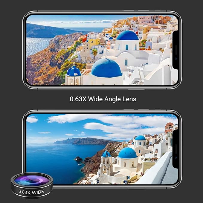 MIAO LAB 5 in 1 Phone Camera Lens Kit -0.63X Wide Angle Lens & 15X Macro Lens+190°Fisheye Lens/CPL + 2X Telephoto Lens Compatible with iPhone Samsung Sony and Most of Smartphone