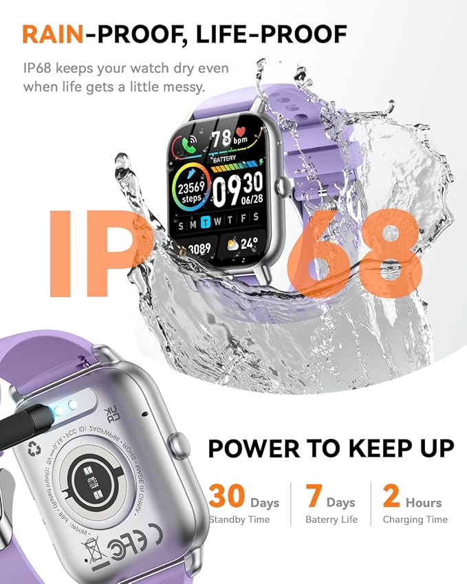 Smart Watches for Men Women(Answer/Make Call),1.85 inch HD Fitness Tracker Watch with Activity Counter/Sleep Monitor/ 110+ Sports Modes,IP68 Waterproof Smart Watch for Android iPhone iOS Compatible
