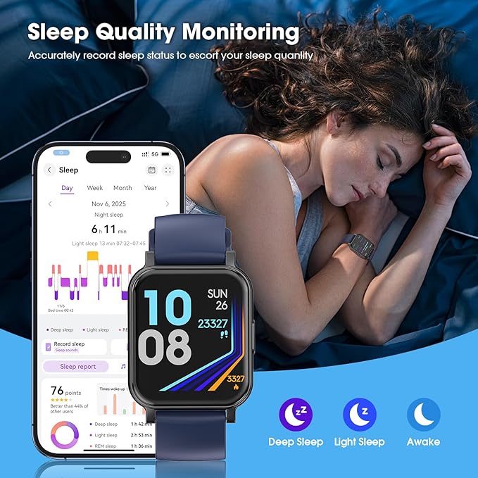 Fitness Tracker, Fitness Watch with Blood Oxygen, Heart Rate Monitor, Steps Calories Counter, Sleep Monitor, Pedometer IP68 Waterproof, Smart Watch for Android iPhones
