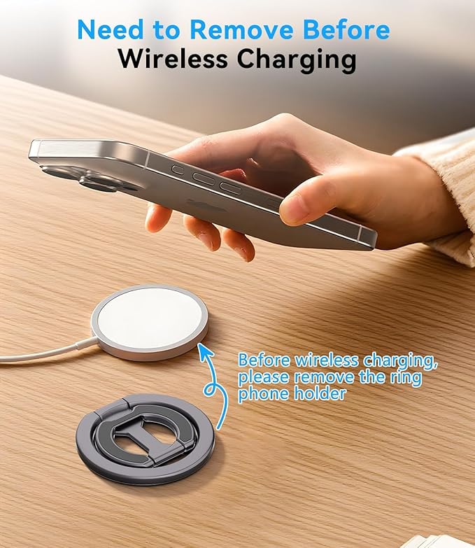 Magnetic Ring Holder for MagSafe Dual-Sided, Removable Phone Finger Grip Holder Adjustable Kickstand for iPhone 17/16/15/14/13 Series, Magnet Phone Stand Grip Compatible with Magnetic Car Mount