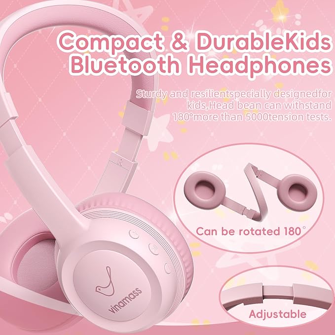 Kids Bluetooth Headphones,Kids Headphones Wireless with 85dB Volume Limiter, 30H Playtime, Adjustable Headband,Over-Ear Headphone for Kid School Online Class Travel