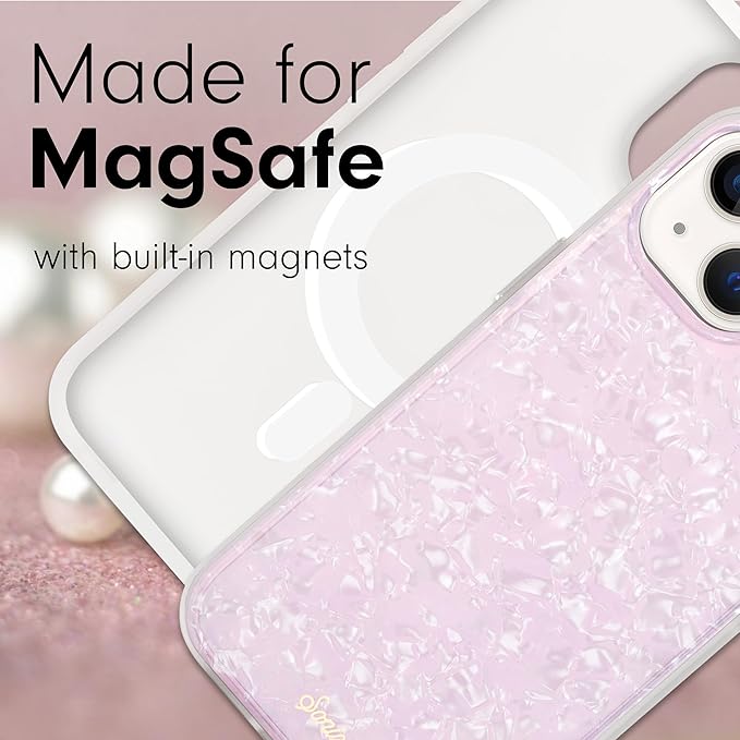 Sonix Case for iPhone 15 Plus, iPhone 14 Plus | Compatible with MagSafe | 10ft Drop Tested | Pink Pearl Tort Marble