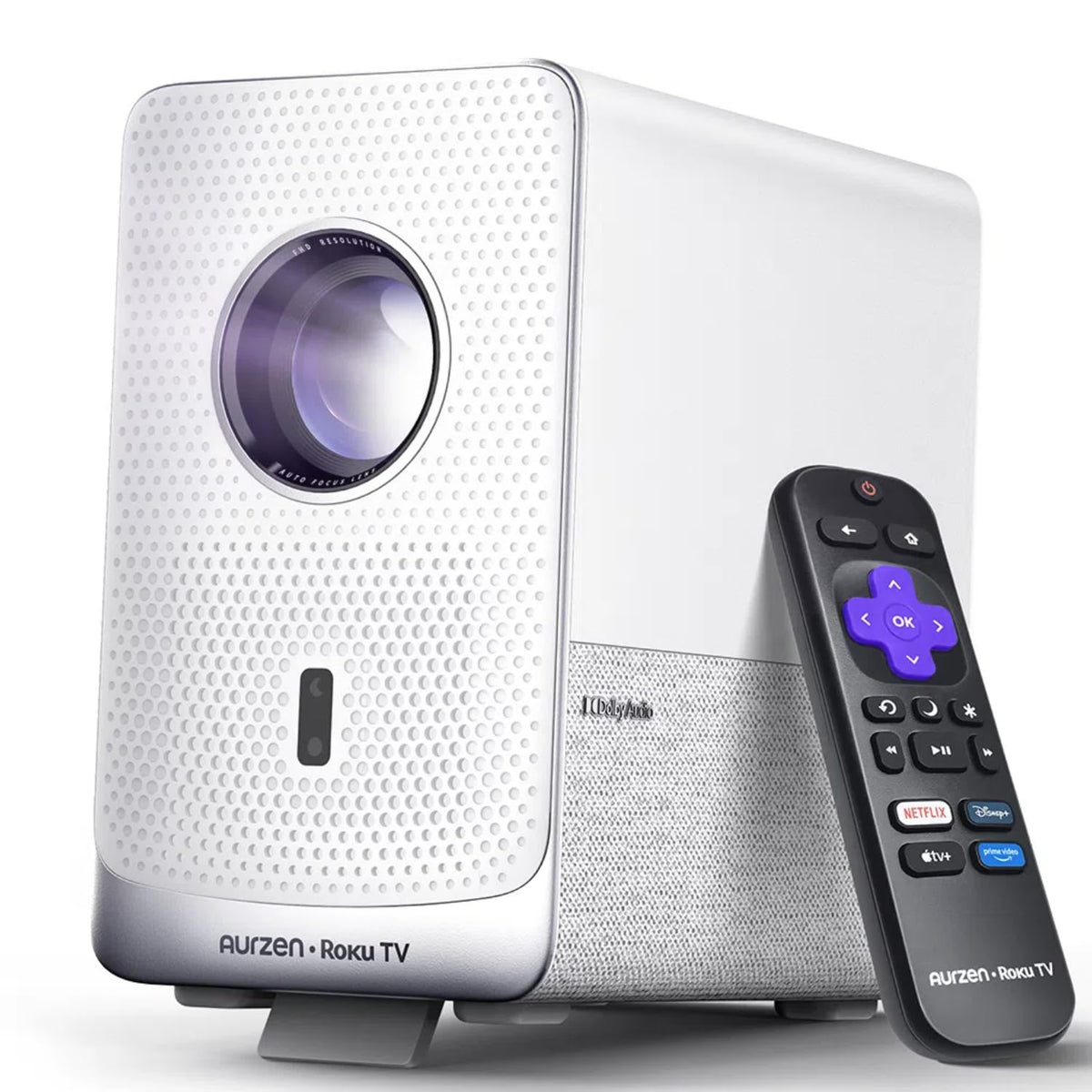 Aurzen Roku TV D1R Cube Smart Outdoor Projector with WiFi and Bluetooth