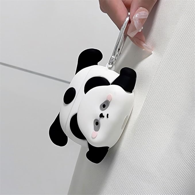 Case Compatible with Airpods Pro/Pro2, Cute Kawaii Panda Design Earbuds Cover, Kids Boys Girls Portable Accessories Soft Silicone Wireless Earphone Shockproof Protector for Gifts Black White