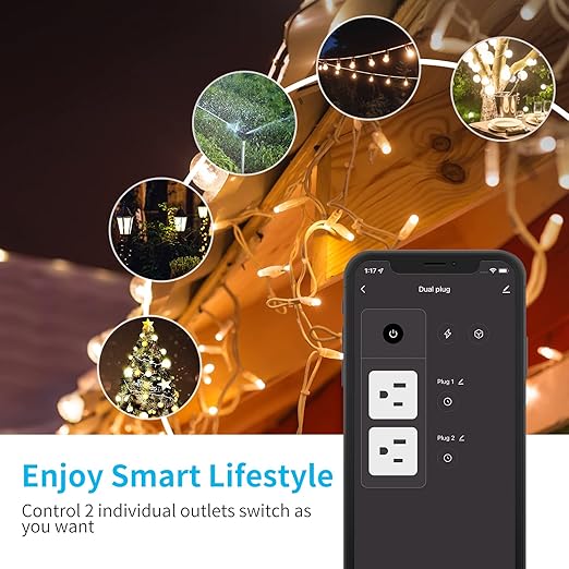 2pcs Dual Smart Plug Bundle with 2pcs Outdoor Smart Plug