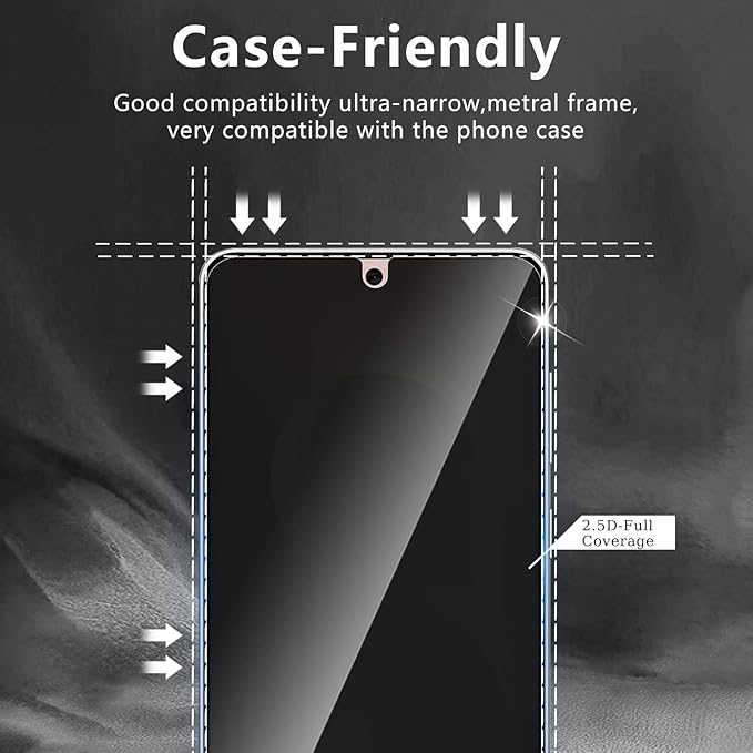 3 Pack Privacy Screen Protector Designed for Samsung Galaxy S25 Edge,Full Coverage Anti-Spy Tempered Glass Film,9H Hardness,Anti-Fingerprint,Bubble Free,Easy to Install