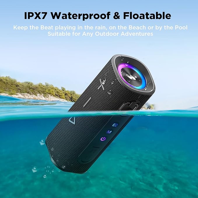 MIATONE Bluetooth Speaker 40W BT 6.0 Outdoor Portable Bluetooth Speakers with 3 EQ,Deep Bass,24H Playtime TWS,IPX7 Waterproof Shower Speakers Bluetooth Wireless Portable Speaker for Party/Beach-Black