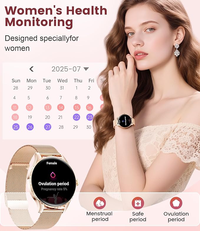 Smart Watch for Women(Answer/Make Calls),1.32" AMOLED Display Fitness Tracker with121 Sports Modes,Heart Rate & Sleep Monitor,Activity Trackers IP68 Waterproof 2 Straps, for Android iOS