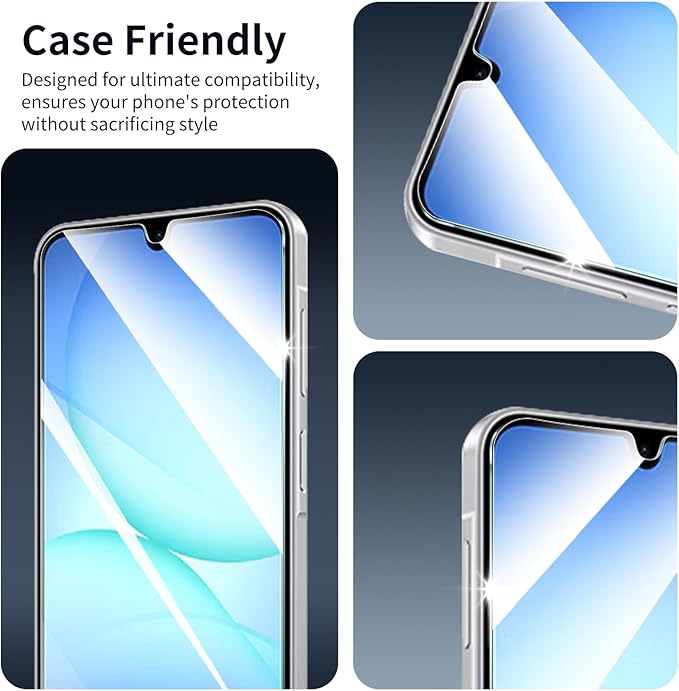 Screen Protector & Camera Lens Protector for Samsung Galaxy A17, Double Shatterproof HD Tempered Glass, High Light Transmittance, 9H Hardness Anti-Scratch Impact-Protection Case-Friendly, 3 Pack Each