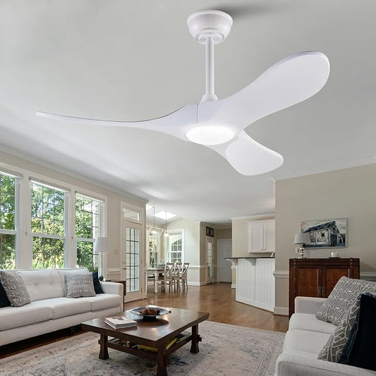 42 Inch Ceiling Fan with Lights and Remote control, Reversible DC Motor Wood Ceiling Fan with Remote Control, 3 Blades White Modern Ceiling Fans with Light for Outdoor Indoor Living room Patios