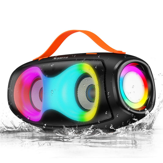Portable Bluetooth Speaker,IPX5 Waterproof WirelessSpeaker with Dynamic Lights,TWS Pairing to 40W Stereo Sound,Bluetooth 5.0,20H Playtime, Outdoor/Home SmallSpeakers as Gifts for Kids Teens or Women