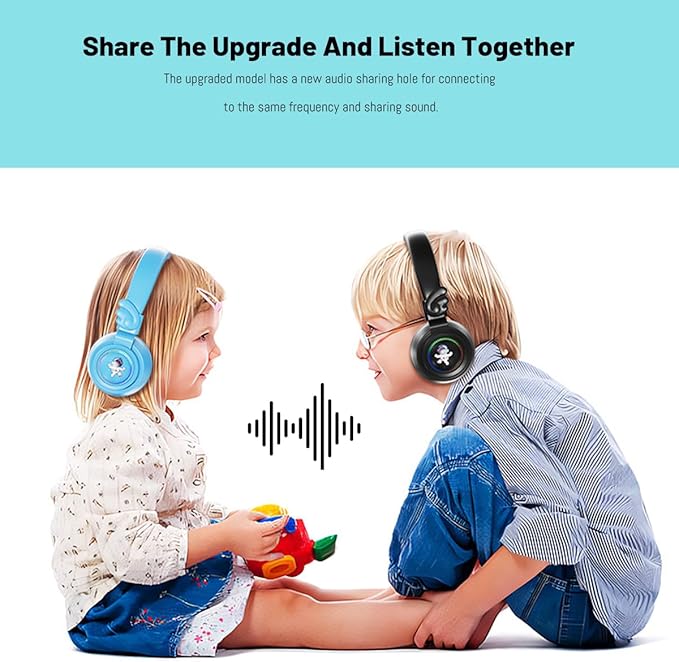 Bluetooth Headphones Wireless For Kids ,Volume Limited 85/89dB,Bluetooth 5.3,Over On Ear Foldable Noise Protection Headset,Wired Inline AUX Cord Mic for Boy Travel School Phone Pad Tablet PC (blue)