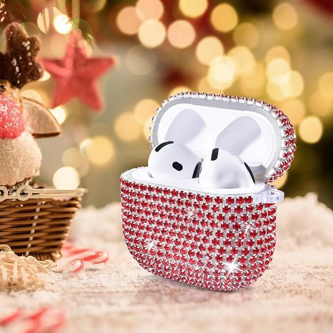 VISOOM Cute Jewelry Case for Airpods 4 Cases 2024 Cover Women, Sparkly Air pods 4 Gen Case Hard TPU Airpod Cases 4th Generation Glitter iPods 4 Cas with Bling Keychain for iPods Earbuds Airpods 4th