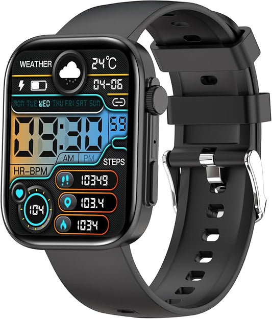 Smart Watches for Men Women, 2.01" HD Screen with 200+ Watch Faces, Heart Rate/SpO2/Sleep Monitor, 123 Sports Modes, IP68 Waterproof Fitness Tracker, Make/Answer Calls, Compatible with Android iPhone